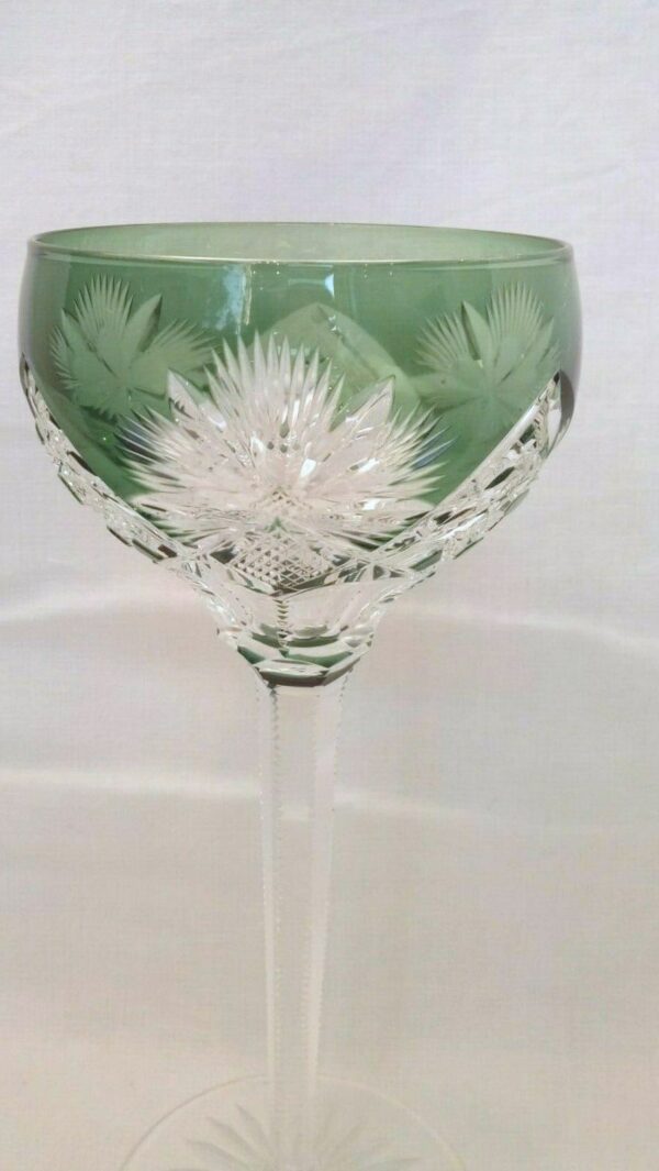 verre cristal doublé vert VAL SAINT LAMBERT et taillé – Image 2