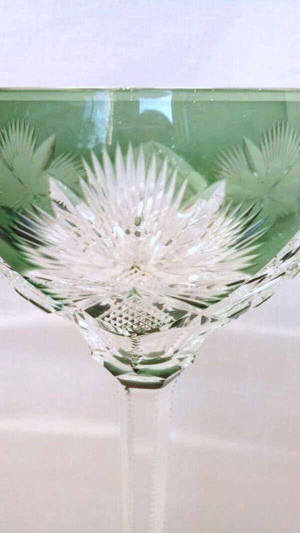 verre cristal doublé vert VAL SAINT LAMBERT et taillé – Image 3