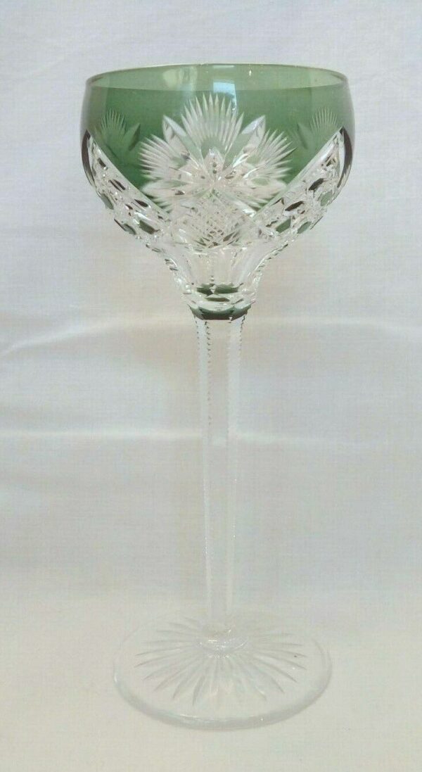 verre cristal doublé vert VAL SAINT LAMBERT et taillé