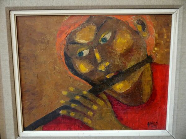 BASTIN Pierre (1939- ) Huile sur toile Flûtiste – Image 3
