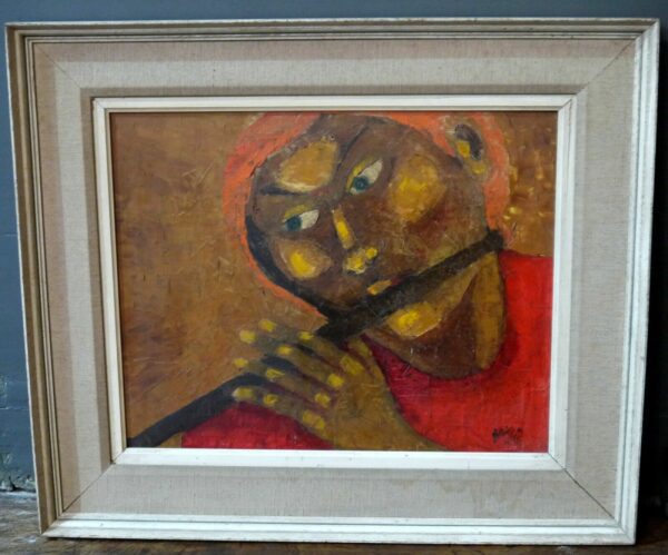 BASTIN Pierre (1939- ) Huile sur toile Flûtiste – Image 2
