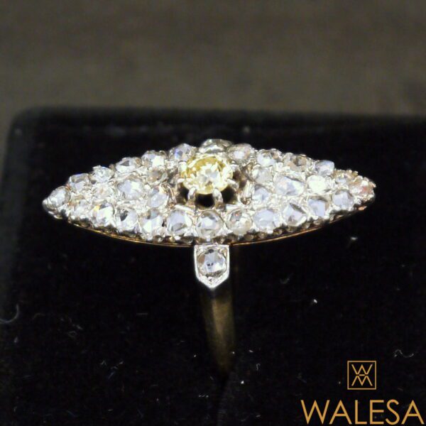 Bague Marquise or jaune et blanc diamants – Image 2