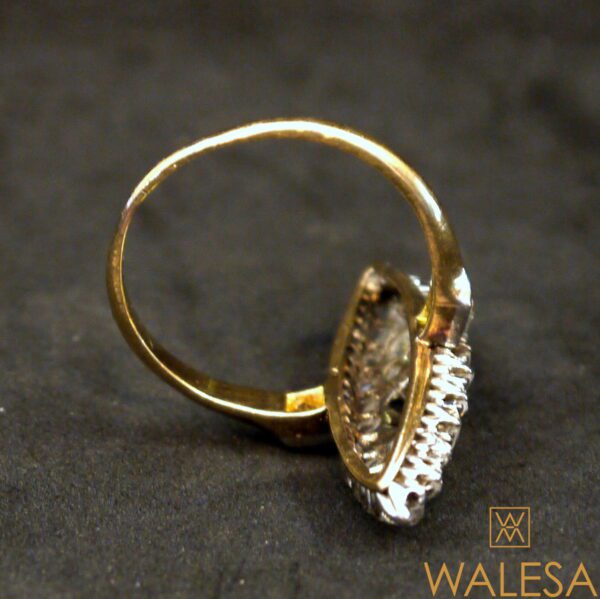Bague Marquise or jaune et blanc diamants – Image 5