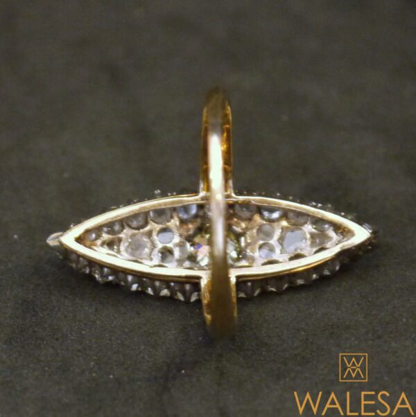 Bague Marquise or jaune et blanc diamants – Image 4