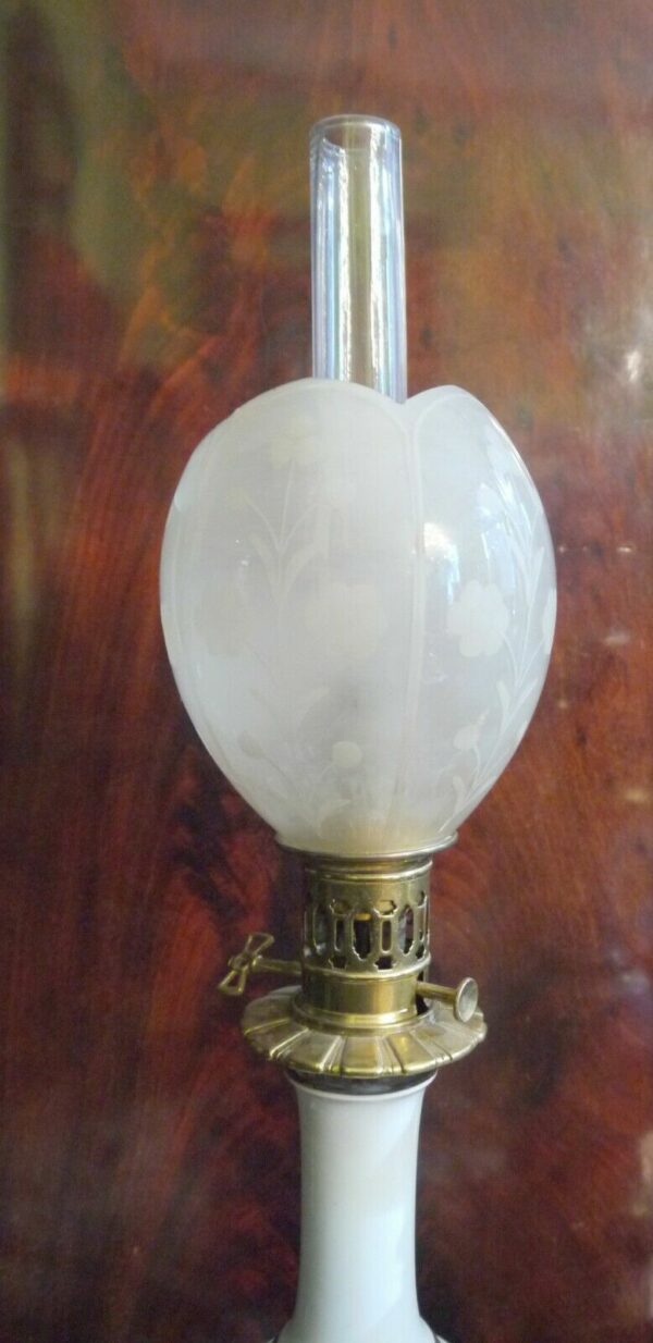 Paire de lampes à huile en faience fin XIXème – Image 7