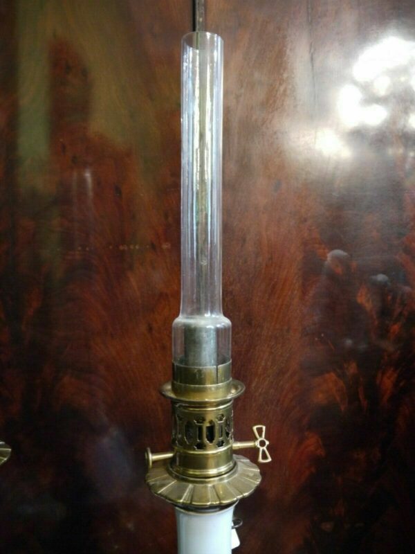 Paire de lampes à huile en faience fin XIXème – Image 5