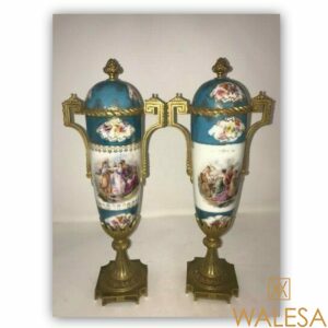 Paire de vases porcelaine bronze et or