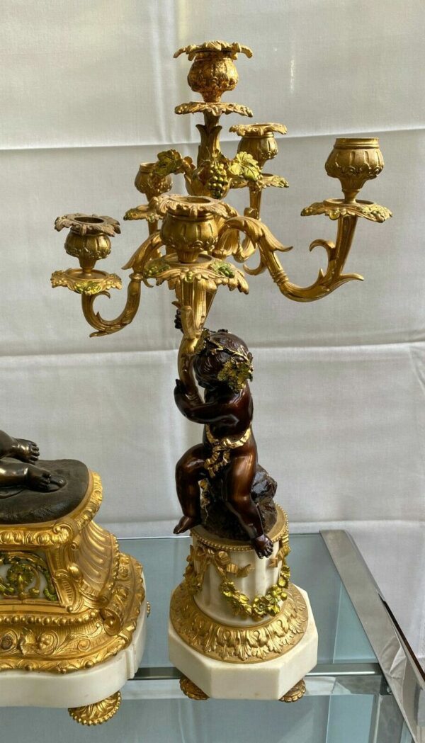 garniture de cheminée 3 pièces bronze doré – Image 8