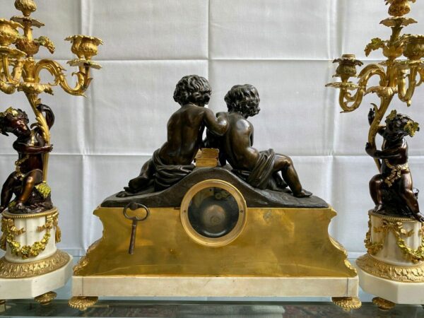 garniture de cheminée 3 pièces bronze doré – Image 3