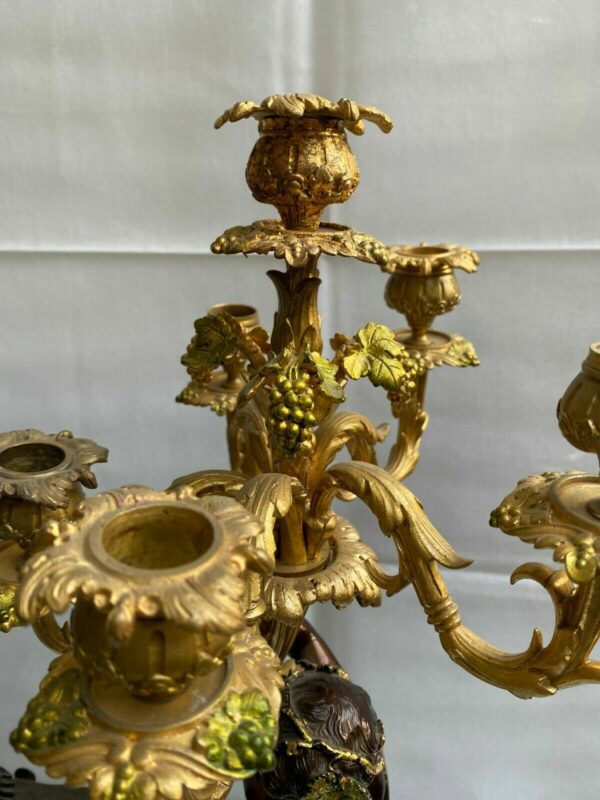 garniture de cheminée 3 pièces bronze doré – Image 11