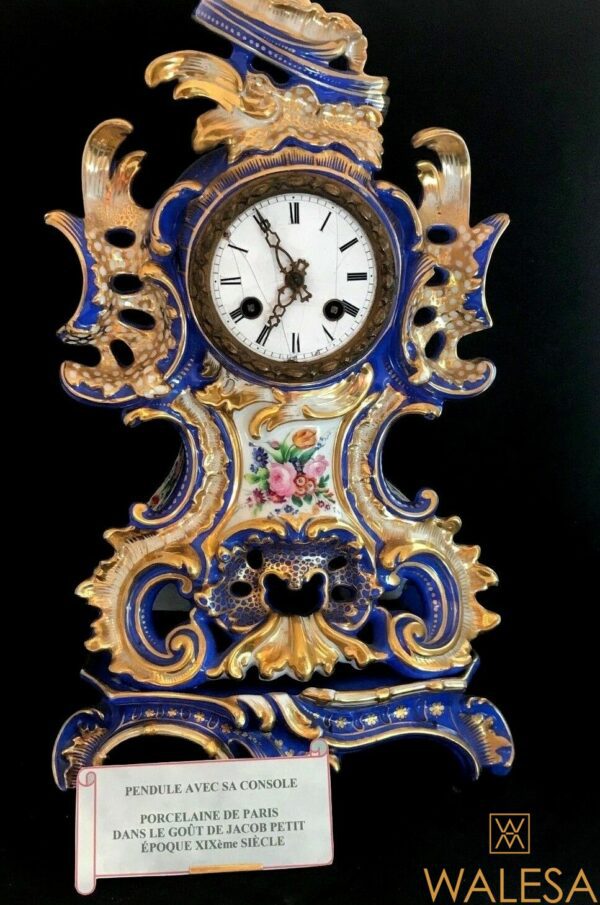 Pendule avec console porcelaine de Paris XIXe Jacob Petit – Image 2