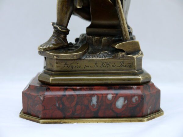 LE BOURG Charles Auguste Bronze titré Le Travail – Image 5