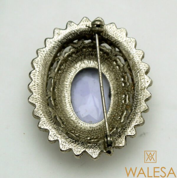 Broche métal argenté et pierre couleur améthyste – Image 4