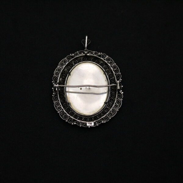 Broche/pendentif argent et miniature – Image 4