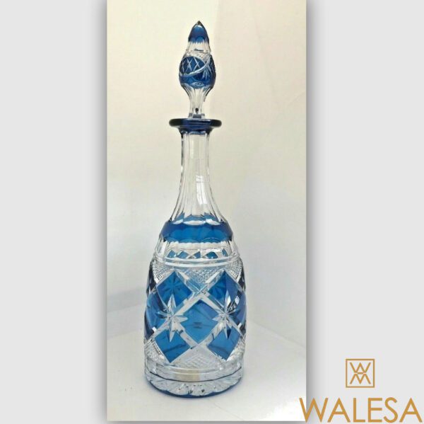 Carafe Val Saint Lambert cristal Bleu taillé 1900