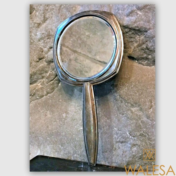 Miroir à main en argent massif ART DECO