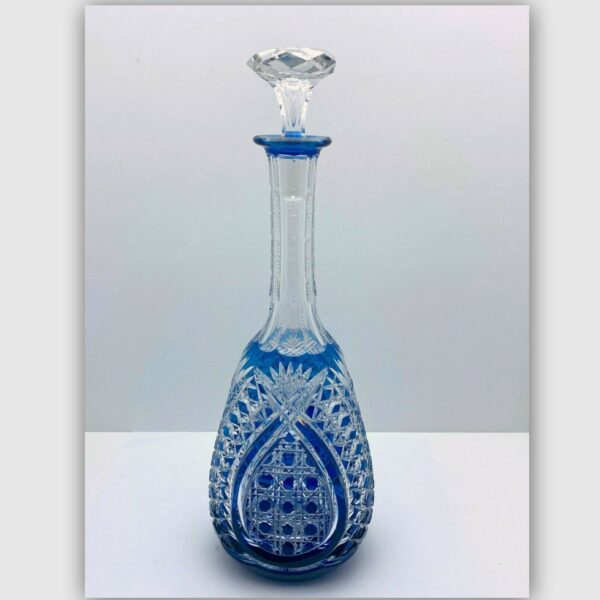 Carafe Val Saint Lambert cristal Bleu taillé 1900