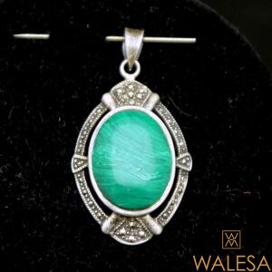 Pendentif argent marcassites et malachite