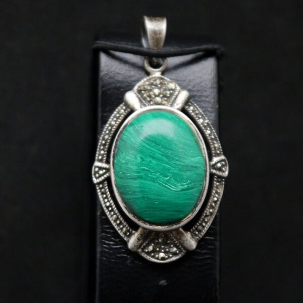 Pendentif argent marcassites et malachite – Image 2