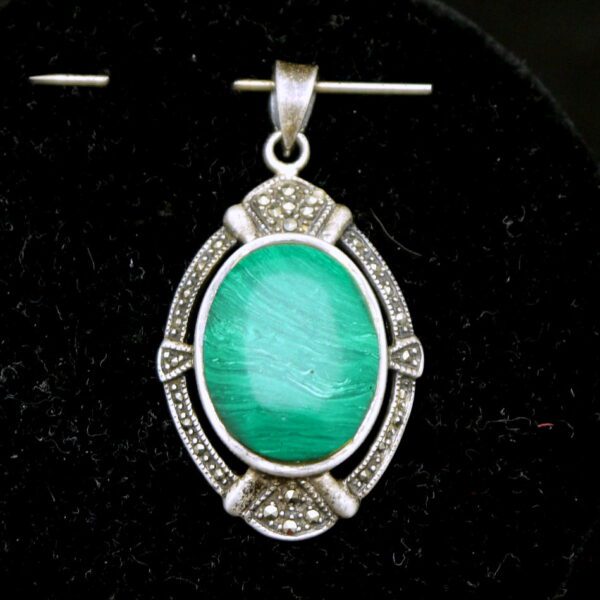 Pendentif argent marcassites et malachite