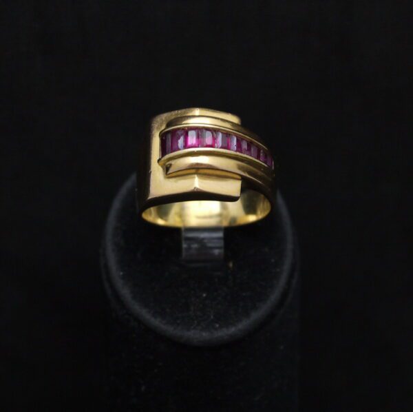 Bague or jaune et rubis Art Deco – Image 3