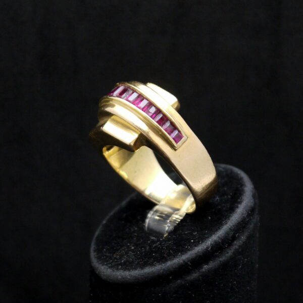 Bague or jaune et rubis Art Deco – Image 2