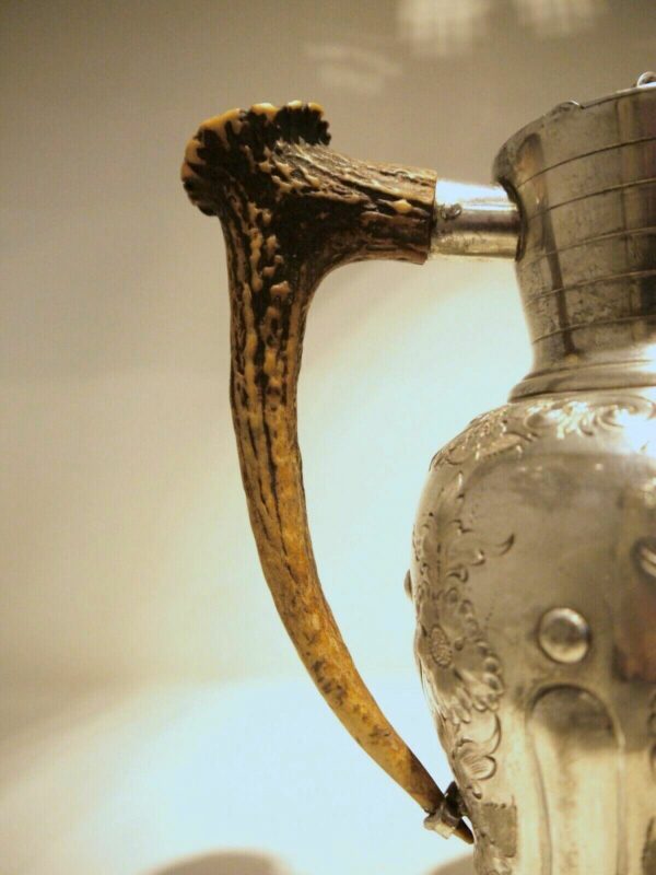 Cafetière métal argenté manche en corne – Image 4