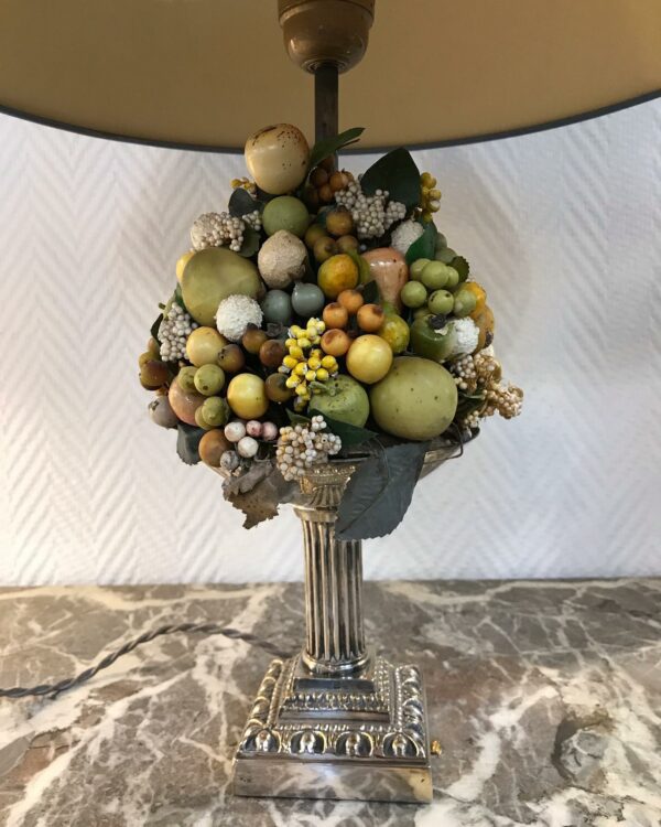 Paire de lampes fruits métal argenté – Image 5