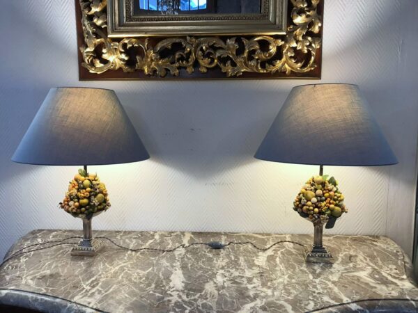 Paire de lampes fruits métal argenté – Image 2