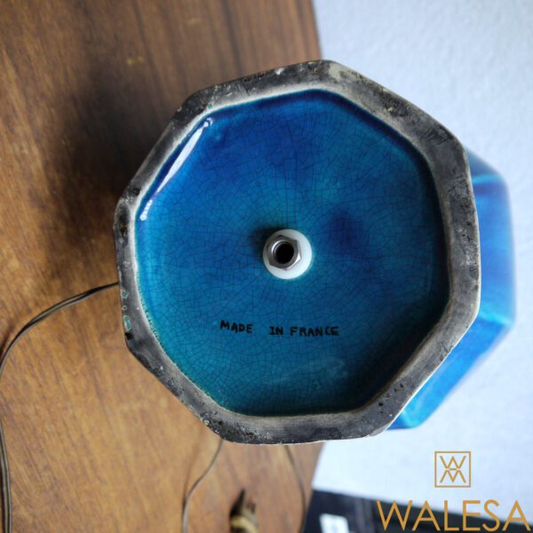 Paire de pieds de lampe en faience craquelée turquoise – Image 4
