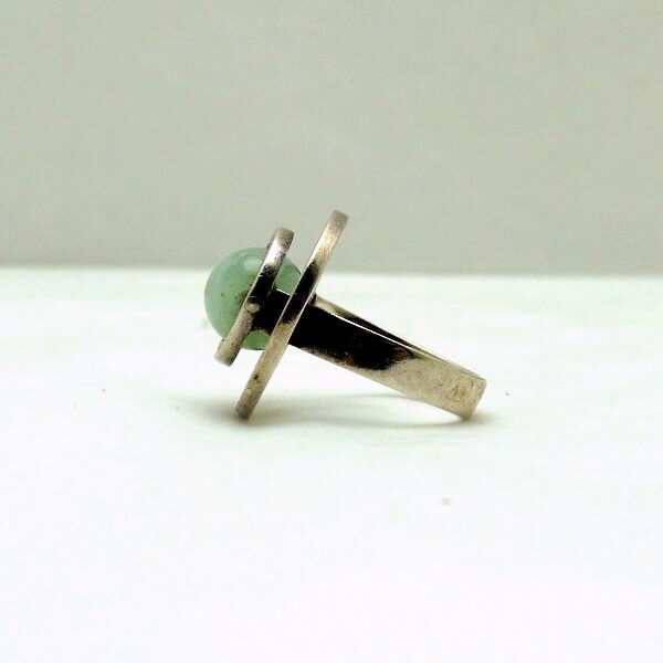 Bague moderniste argent pierre verte – Image 3