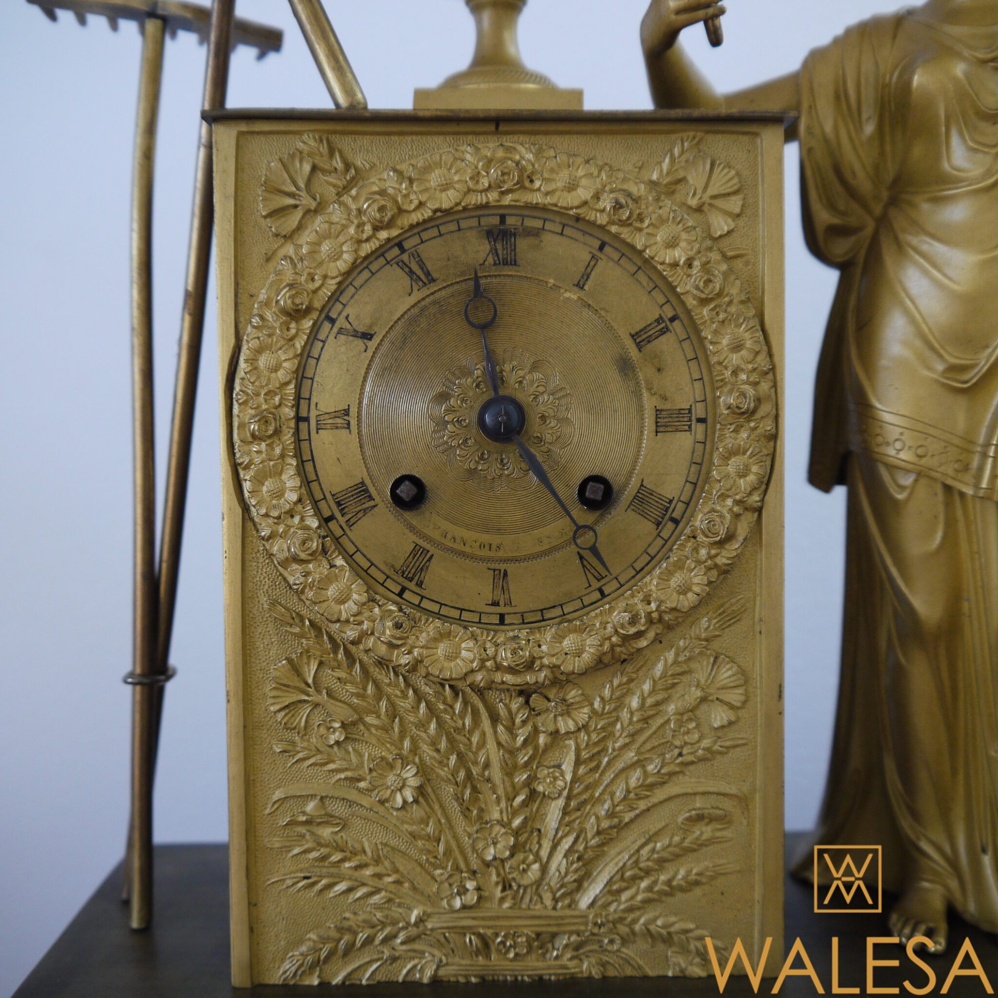 Pendule Empire Bronze doré "Cérès"