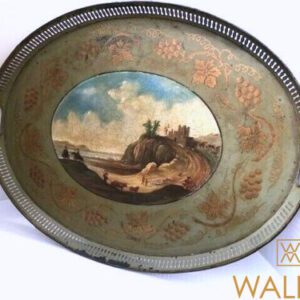 Grand plateau ovale en tôle peinte