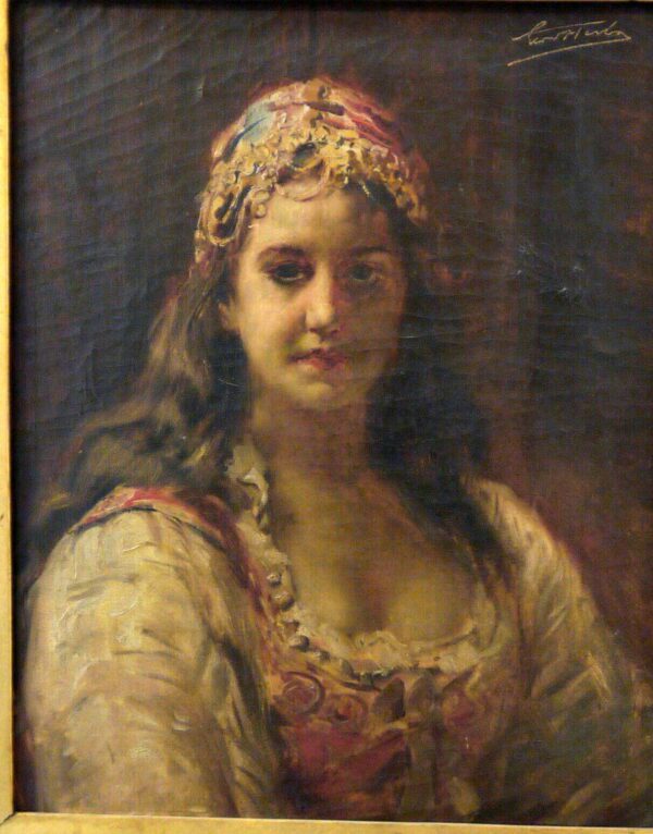 Léon Herbo - Huile sur toile - Portrait Orientaliste – Image 2