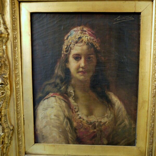 Léon Herbo - Huile sur toile - Portrait Orientaliste – Image 3