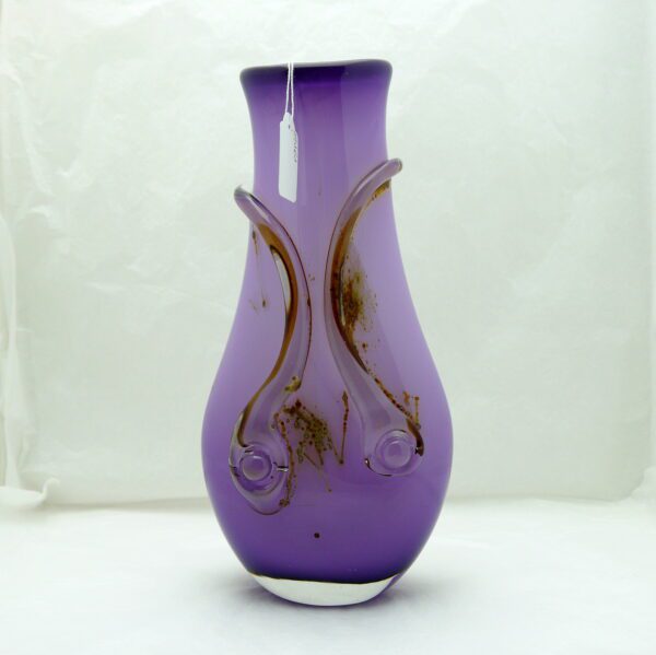 Louis Leloup vase cristal mauve à inclusions