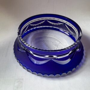 VAL SAINT LAMBERT bonbonnière Joseph Simon Art Déco cristal bleu cobalt