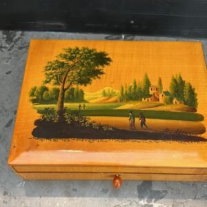 coffret à jeu de quadrille bois de Spa- Jolité de Spa - boîte de Spa