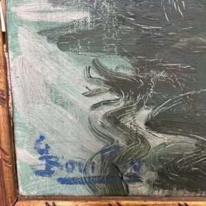 BOUILLON Georges tableau Retour de la pêche huile sur toile