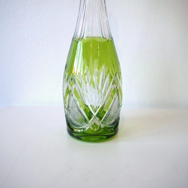Carafe à liqueur doublée vert de chine Val Saint Lambert – Image 2