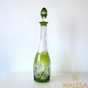 Carafe à liqueur doublée vert de chine Val Saint Lambert