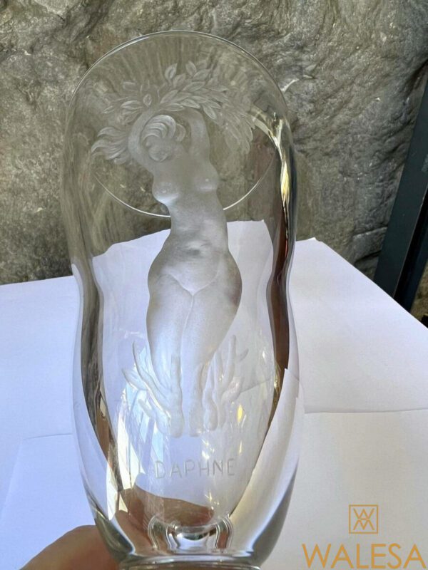 Vase Cristal clair gravé Charles Graffart Val Saint Lambert – Image 3