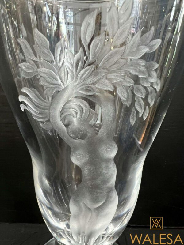 Vase Cristal clair gravé Charles Graffart Val Saint Lambert – Image 5