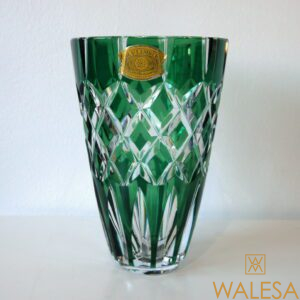 Vase Cristal doublé vert et signé Val Saint Lambert