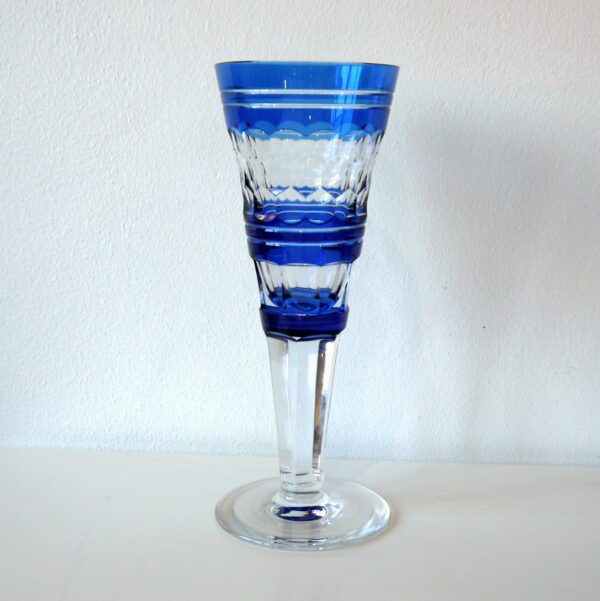 Vase de mariage cristal doublé bleu Val Saint Lambert