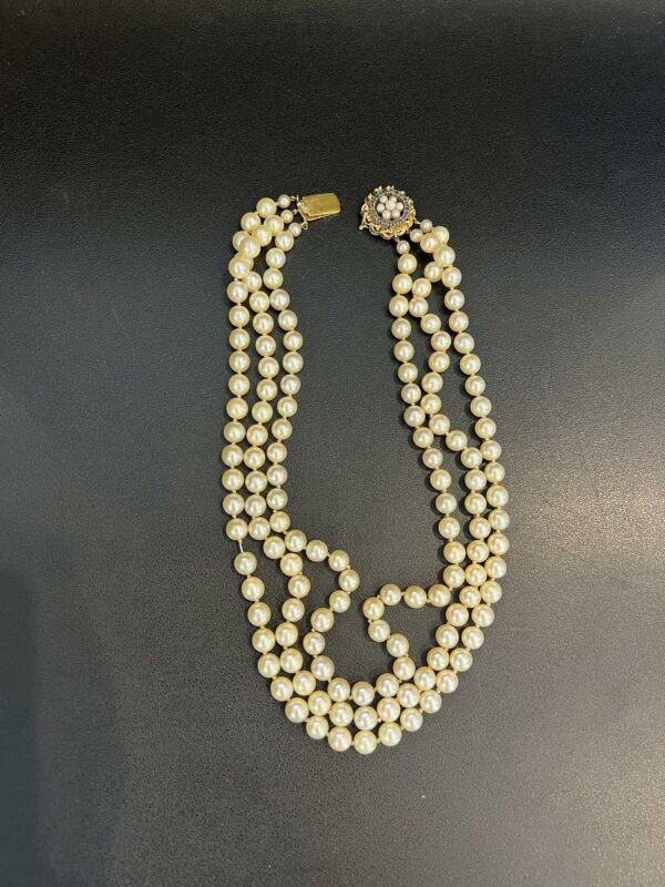Collier à trois rangs de perles de culture – Image 2