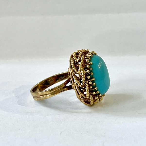 Bague “oursin” or jaune et turquoise – Image 3