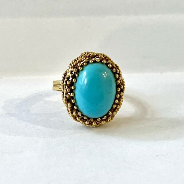 Bague “oursin” or jaune et turquoise – Image 2