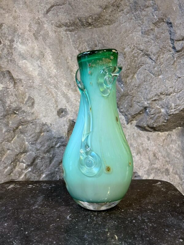 Louis LELOUP vase cristal vert jade à inclusions