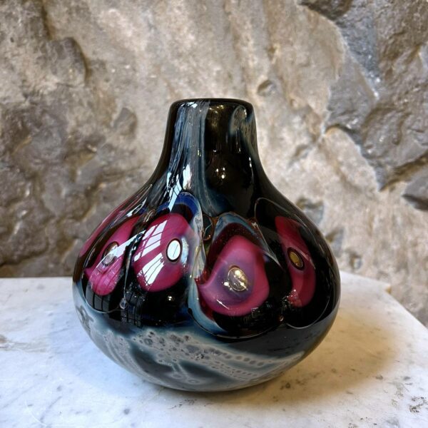 Louis leloup vase pansu cristal noir et rouge
